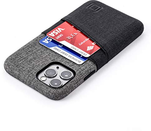 Dockem Luxe M2 Handyhülle mit Kartenfach für iPhone 11 Pro; Schlanke Wallet Handytasche mit integrierter Metallplatte für Magnet-Halterung - M-Serie (Schwarz und Grau)