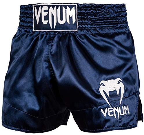 VENUM Classic - Pantalones Cortos para Muay Thai, Not Applicable, Clásico, Unisex Adulto, Color Azul/Blanco, tamaño Extra-Small