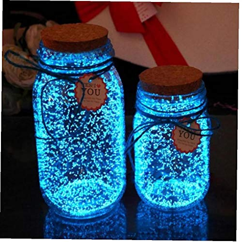 Angoter 1Bag Colorido Fluorescente Brillo Polvo Super Luminoso Partículas Arena Brillo Pigmento Que Brilla En La Oscuridad Del Hogar Fiesta Decoración Azul