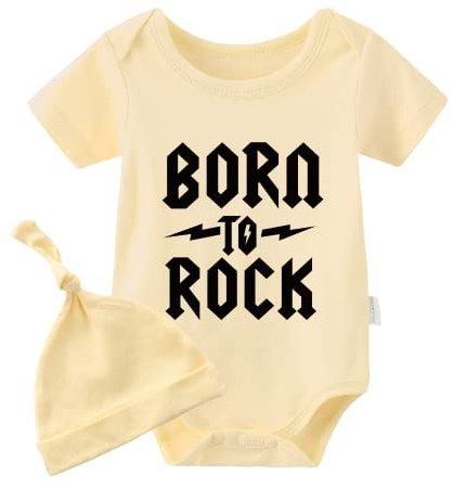 culbutomind Body Bébé Jumeaux Born To Rock Naissance Vêtement Fille Garçon Cadeaux Manches Courtes Jumeau Pyjama Bébé Avec Bonnet