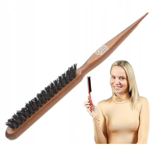 PONIK'S PROFESSIONAL – Toupierbürste mit Wildschweinborsten & Nylon – Haarbürste aus Holz, Antistatisch, Für Volumen, Sleek Look & Locken, Für Feines & Dickes Haar, Profi Styling Bürste
