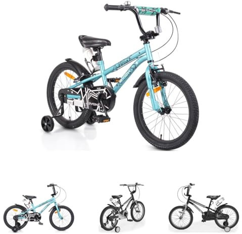 Byox Kinderfahrrad 18 Zoll Pixi, Klingel, Reflektoren, Stützräder, ab 5 Jahre türkis