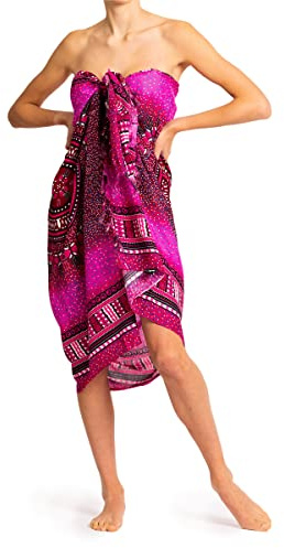 PANASIAM Sarong Tuch - Gr. L-XXL Pareo Tuch Maoi - für Damen & Herren | Lunghi, weiche Viskose, als leichter Strandrock, Wickelkleid, Strandtuch oder Bikini Cover-up, farbechtes Print Design