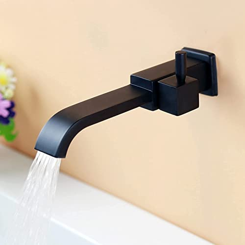 Tissting Robinet Mitigeur Murale Lavabo G1/2 Robinet d'eau Froide Robinet Mural en Cuivre Robinet Bec Extra-large Robinet Encastré Une Poignée Robinet Cuisine Salle Bain Montage Mural