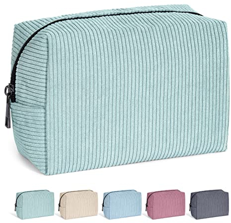 MAANGE Kleine Schminktasche Reise Kosmetiktasche Make up Tasche Cord Schminktasche für Handtasche Tragbare Vielseitige Schminktasche Reißverschlusstasche Für Frauen (Grün)