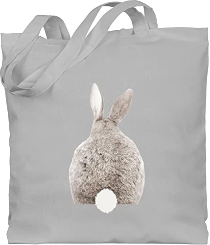 Shirtracer Baumwolltasche - Taschen - Ostern Hase I Hasen Oster Hasenmotiv I Osterhase - Unisize - Hellgrau - ostergeschenk häschen tasche osterhasen ostern￼ erwachsene hasenbeutel hasentasche rabbit