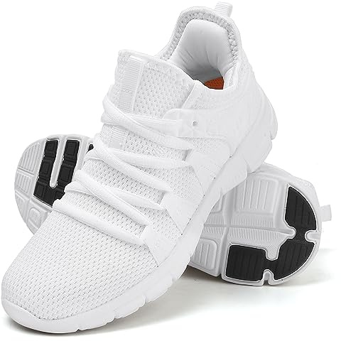 INZCOU Slip-On Walking Running Tennis Shoes Pure White