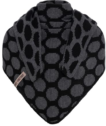 KNIT FACTORY - Dreiecksschal Liva - Damen Strickschal mit Wolle - Gestrickten Schal mit Punkt-Muster - Hochwertige Qualität - XXL Schal - 180x75 cm
