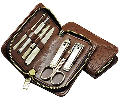 Set de Manicura Pedicura Clippers de uñas Kit de pedicura 7 en 1 Kit de manicura de acero inoxidable con punta de cabello de nariz fácil de usar conjuntos de manicura adulto Mejor opción de regalo (ma