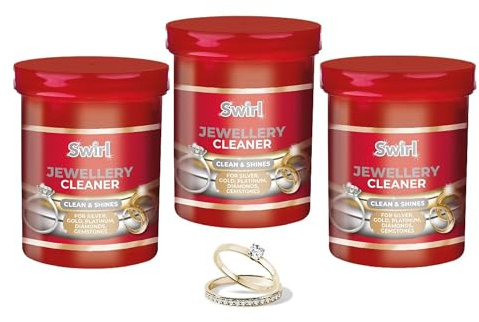 Set Of 3 Liquid Jewellery Cleaner With Basket Cleans & Shines Silver Gold Diamonds 145ml Each