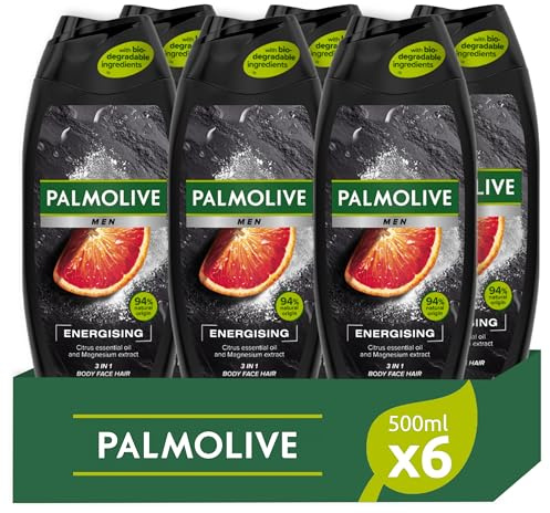 Palmolive Men Energizing 3 in 1 500 ml | mit ätherischem Zitronenöl und Magnesium-Extrakt | für Körper, Gesicht und Haare