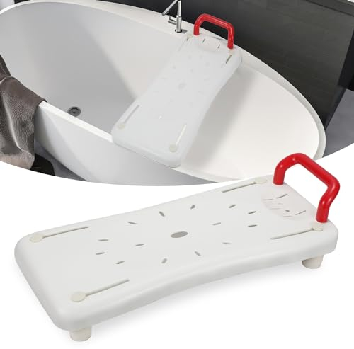 Ansobea Sedile per vasca da bagno per senior, 150 kg, max. asse da bagno per adulti, seduta ca. 69 cm, con manico e portasapone, per vasca da bagno, bianco