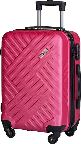 Xonic Design Boardcase Reisekoffer - Hartschalen-Koffer mit 360° Leichtlauf-Rollen - hochwertiger Kabinen-Trolley mit Zahlenschloss - Hand-Gepäck in 55x35x20cm ((Boardcase Neon Light Pink, S))