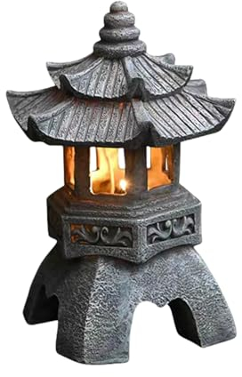 Zyqixluk Pagoda Jardín Estatua Resina Escultura, Solar Pagoda Linterna Jardín Zen Decoración para Paisaje Balcón, Jardín, Patio, Porche Yard Arte Ornamento,A1
