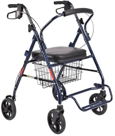 Deambulatore Rollator Pieghevole,deambulatore da esterno,Deambulatore 4 Ruote,Girello anziani,Deambulatore per sedia,Altezza regolabile,Per esterno e interno black