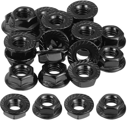 QUARKZMAN 5/16-18 Dadi Autobloccanti Esagonali Flangiati Scanalati, 25pz Dado Flangiato Esagonale Antiscivolo Acciaio Inossidabile 304, Filettatura Completa, Finitura Lucida, Nero
