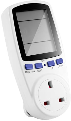 iFutniew AC Digital LCD Power Meter Power Meter Power Kwh Electric Energy Meter Measuring Socket Power Analyzer UK Plug