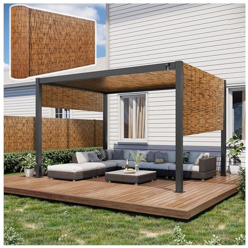 CMJYMX Weidenmatte Bambus Sichtschutz Zaun Aus Holz (30–200 cm Hoch) Schilfrohrmatte Sichtschutzmatte Indoor & Outdoor Für Balkon, Terrasse, Garten(H91*L300cm)