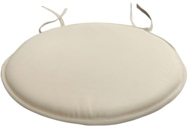 Round Bistro Chair Seat Pad Cushion Waterproof Foam Padding with Ties for Dining Chair Cushions Home Office Shop Bar Stool Indoor Outdoor Patio Garden Furniture Decoration 35CM (Beige, Pack of 2)