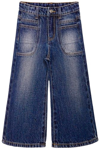 KIDSCOOL SPACE Jeans para niñas Grandes, Pantalones de Jean Palazzo de Pierna Ancha, Gama Amplia de Tallas 12M-14T, Azul Profundo, 11-12 años