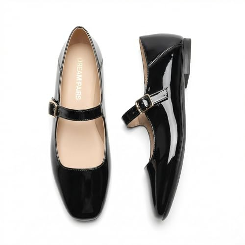 DREAM PAIRS Ballerines Femme Mary Jane à Bout Carré, Chaussures Plates Confortables à Enfiler pour Bureau, Travail, Sorties ou Tenue Quotidienne