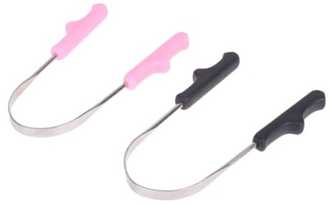 COLLBATH 2pezzi Lingua Pulizia Strumento in Acciaio Inox Raschietto per Lingua Rimuove Germi Alito Fresco Prevenzione Malattie Orale Pulisce Residui Comodo Usare