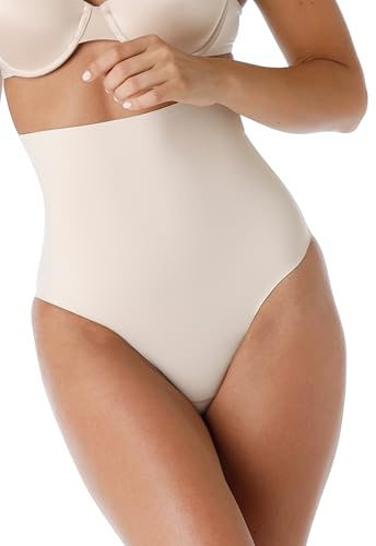 Lovable Gaine de Rangement et de modelage, Culottes à Taille Haute en Microfibre Technique, sous-vêtements Fonctionnels, Shapewear, Smooth Shaping pour Femme, Nu Clair, M