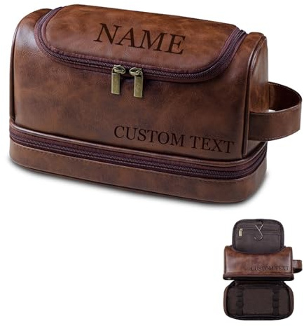 Personalisierte Herren-Kulturtasche–Individuell gravierte Reise- Toilettentasche für Trauzeugen | Ehemänner, Großväter | Weihnachts- oder Geburtstagsgeschenk