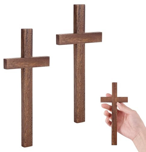 PH PandaHall 2pz Croci in Legno Noce da Decorare 17.5cm Croci in Legno Massello, Rustica Croce Marrone per Pasqua Chiesa Casa Stanza Matrimoni Festa Decorazione Decorazione Murale