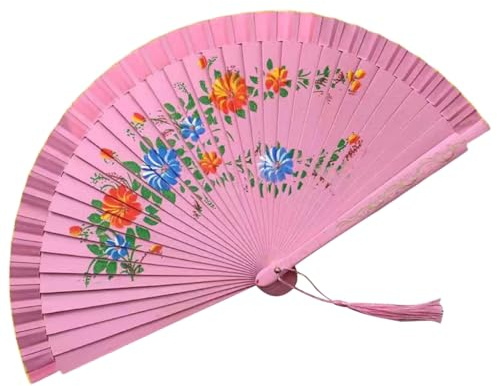 yanwuwa Elegant Spanish Dancing Fan, Double Sided Hand Painted Florals Folding Fan for Performances and Decoration