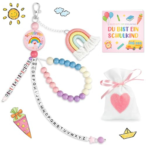 Einschulung Mädchen Schultüte Füllung, Rechenkette Schulkind 2026 Mädchen, Inhalt Schultüte Einschulung Geschenk, Ideen schultütenfüllung Glücksbringer Schulanfang Geschenke