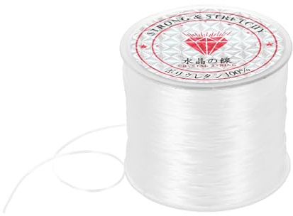 DMiotech Elastico Per Bracciali, Cordino Elasticizzato 0.8mm Per Creazione Bracciali Bianco, 100m