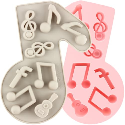 BOYANAN Music Note Silicone Moulds Musical Theme Candy Moulds Set of 2