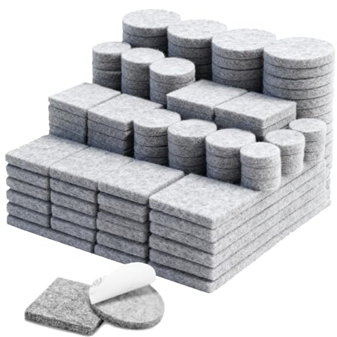 XoeLLe 235 Pezzi Feltrini per Mobili Pesanti, Feltro Adesivo, Tappi per Sedie, Protezione per Pavimento per Sedie, per Mobili Sgabelli Tavoli Divani le Sedie da Rumore e Graffi (Gris Stile B)