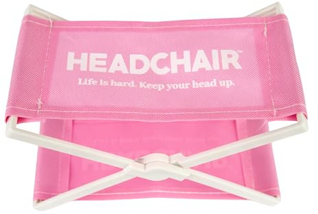 HeadChair™ – Vintage Beach Lounger Headrest | Compact Folding Beach Pillow (Pink Lemonade)