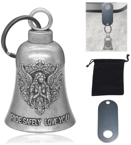 TENGWA Cloche Gardienne Clochette Moto Porte Clés Porte-Bonheur Accessoire Moto Homme Bonne Chance Accessoires de Vélo pour Motards et Cyclistes