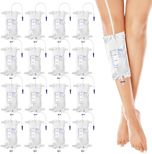 12 stycken 750 ml urinpåse benpåse, urinpåse kateterpåse med anti-reflux-ventildränering och tygband, kateter benpåse urindräneringspåse, urinpåse vid inkontinens