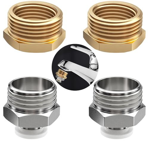 CESFONJER Kit connettori per tubi giardino, adattatore rapido per rubinetto dell'acqua 1/2'' a connettore 8 mm, raccordi riduzione in ottone 3/4'' a 1/2'', adattatore per tubo flessibile a rubinetto