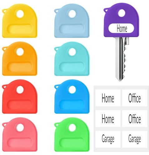 27 PCS Key Identifier Caps for House Keys, Colorful Key Head Protectors Flat Keys Cap Tags for Standard Flat Houses Durable Toppers Soft Stretchy Covers for Houses for Flats House Keyes