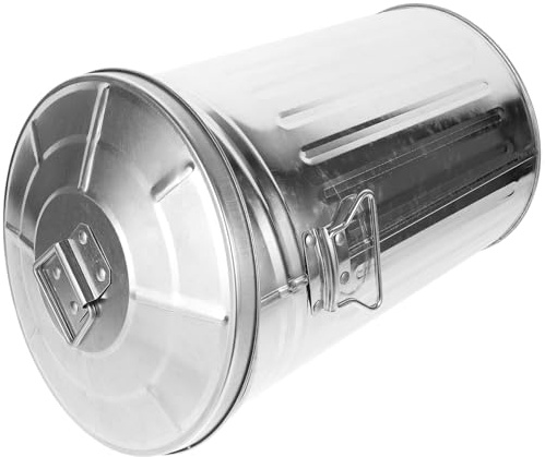 Milisten Cubo de Basura Metálico Redondo con Tapa 8l Color Natural Resistente Corrosión para Hogar Cocina y Uso al Aire Libre Contenedor de Reciclaje Papelera de Basura al Aire Libre