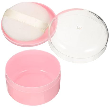 Babypuderdose mit Puderquaste, Tragbar, Leer, Rosa für Reisen | Kunststoffgehäuse, für Körperpuder und Losen Puder, mit Deckel, Leicht, Praktisch