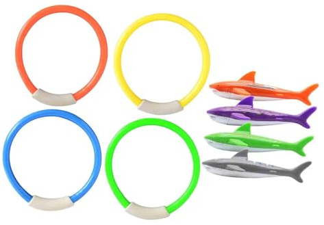 AMSLSIU Innovativi Strumenti per Esercizi Acquatici per Bambini Anelli da Immersione durevoli per Divertenti esperienze di Nuoto e miglioramenti delle abilità Giocattoli da Piscina per Bambini Anelli