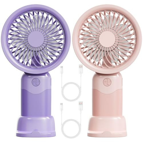 WFKKMEQ Ventilador de Mano, Ventilador Portátil de Mano Mini Portátil Ventiladores Plegable de Escritorio USB Ventiladores Portátils 3 Velocidades para Verano,Oficina,Dormitorio,Viajes(Rosa,Morado)