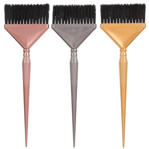 Kit de Mechas para Cabello Oscuro, 3 Brochas de Tinte Negras | Mangos Ergonómicos de Plástico, Cerdas de Nylon Uniformes, Control Flexible para Uso Doméstico o Profesional