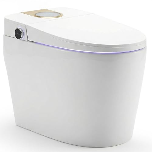 Inodoro Inteligente Estilo Japonés | 680x390x490 mm | WC con Bidet Integrado, Asiento Calefactable, Agua Caliente y Secado, Sensor, Control Remoto y Tapa Automática (Blanco | 2C)