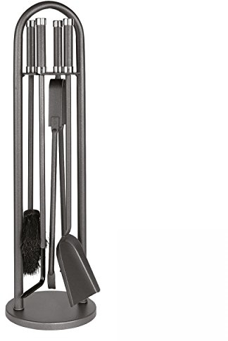 Lienbacher Kaminbesteck anthrazit beschichtet, mit Chromkappen4-tlg.