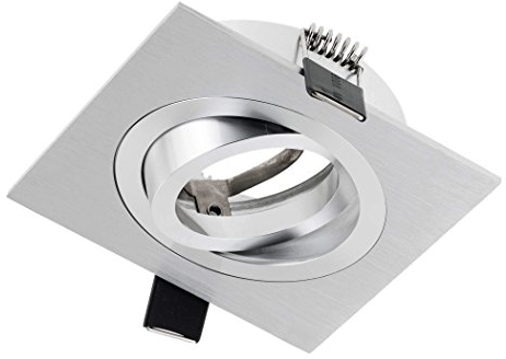 SEBSON Einbaustrahler eckig schwenkbar Alu gebürstet, Einbaurahmen Lochdurchmesser 80mm, Decken Spot inkl. GU10 Fassung für LED/Halogen