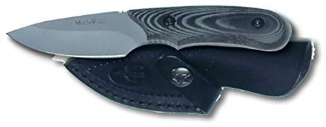 ELECTROPOLIS Cuchillo de Caza Muela Ibex IBEX-8M, cachas micarta Negra, Enterizo, Hoja de 7,5 cm, Peso 135 Gramos + Tarjeta Multiusos de Regalo