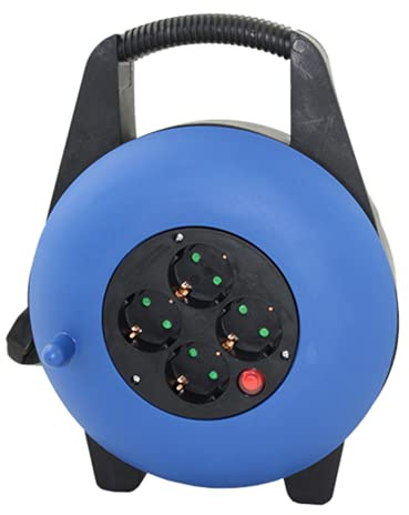 Silver Electronics 8805 Enrollacable de 5 Metros con 4 enchufes, Azul