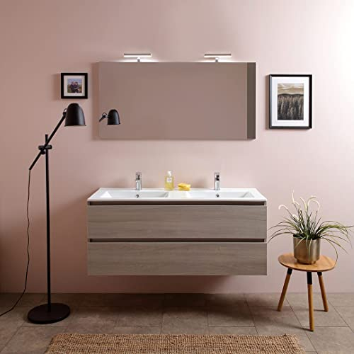 Kiamami Valentina Mobile bagno 120cm olmo leone con doppio lavabo e specchio 120x60 Berlin